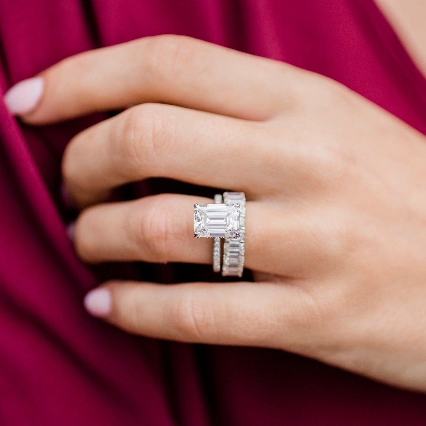 Emerald Pave Lab Grown Diamond Engagement Ring