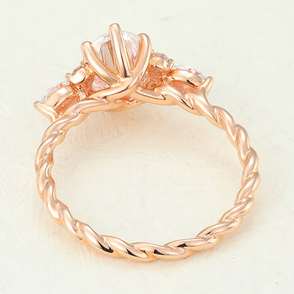 Oval Cluster Twisted Shank Lab-Grown Diamond Engagement Ring