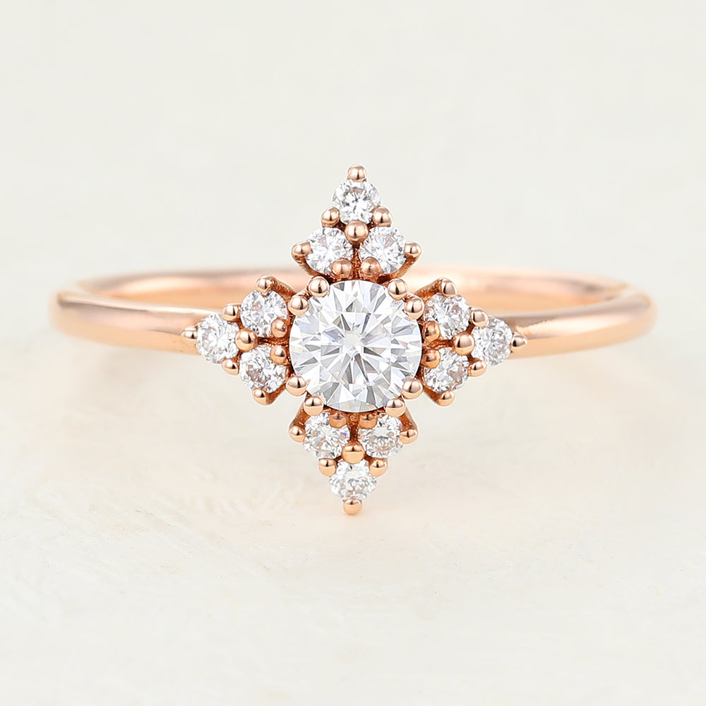 Round Cluster Lab-Grown Diamond Engagement Ring