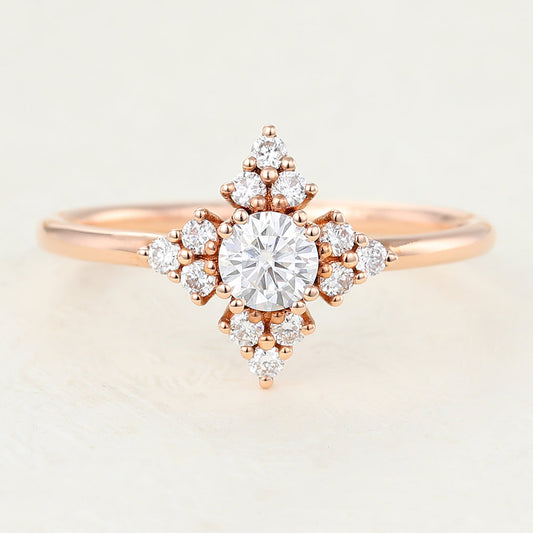 Round Cluster Lab-Grown Diamond Engagement Ring
