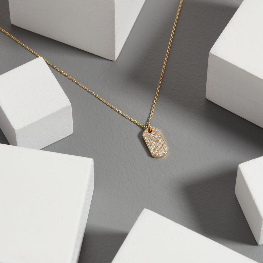 0.3 TCW Round Shaped Moissanite Tag Necklace