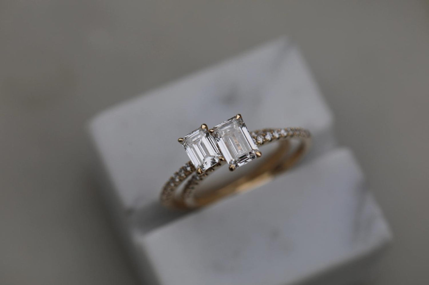 Emerald Cut Pave Lab Grown Diamond Engagement Ring
