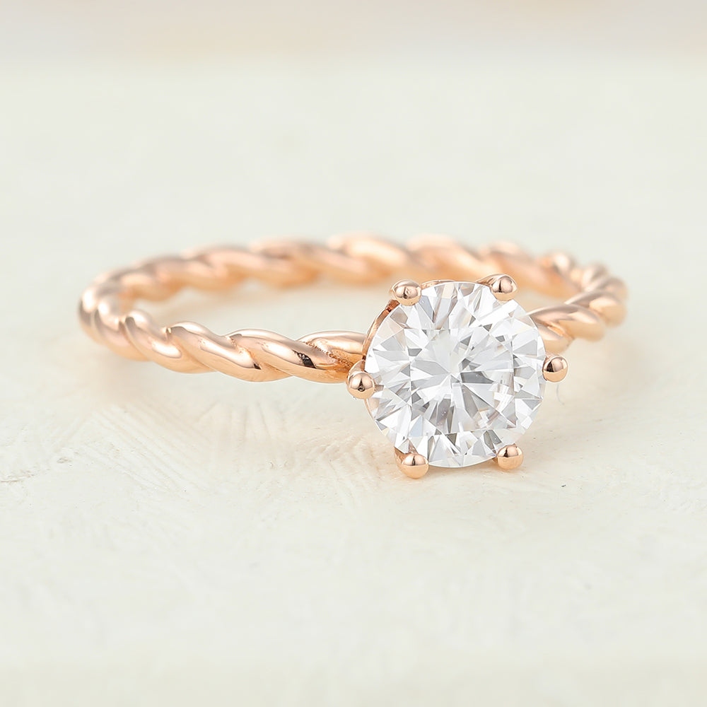 Round Twisted Shank Lab-Grown Diamond Engagement Ring