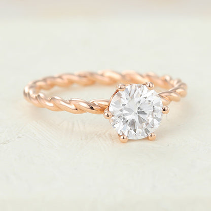 Round Twisted Shank Lab-Grown Diamond Engagement Ring