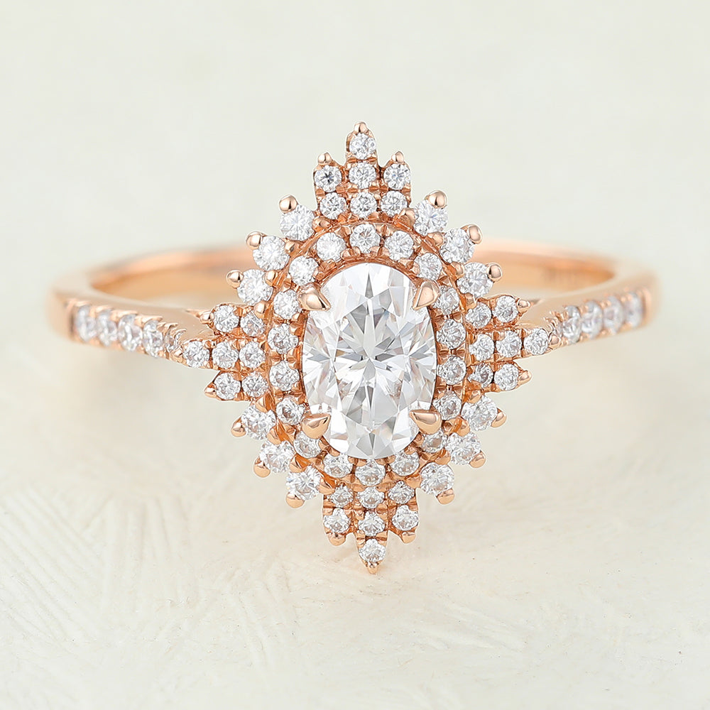 Oval Cluster Lab-Grown Diamond Engagement Ring
