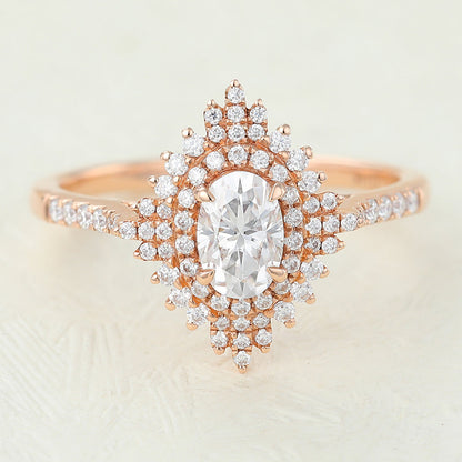 Oval Cluster Lab-Grown Diamond Engagement Ring