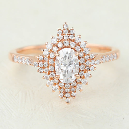Oval Cluster Lab-Grown Diamond Engagement Ring