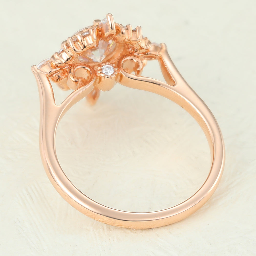 Round Cluster Lab-Grown Diamond Engagement Ring