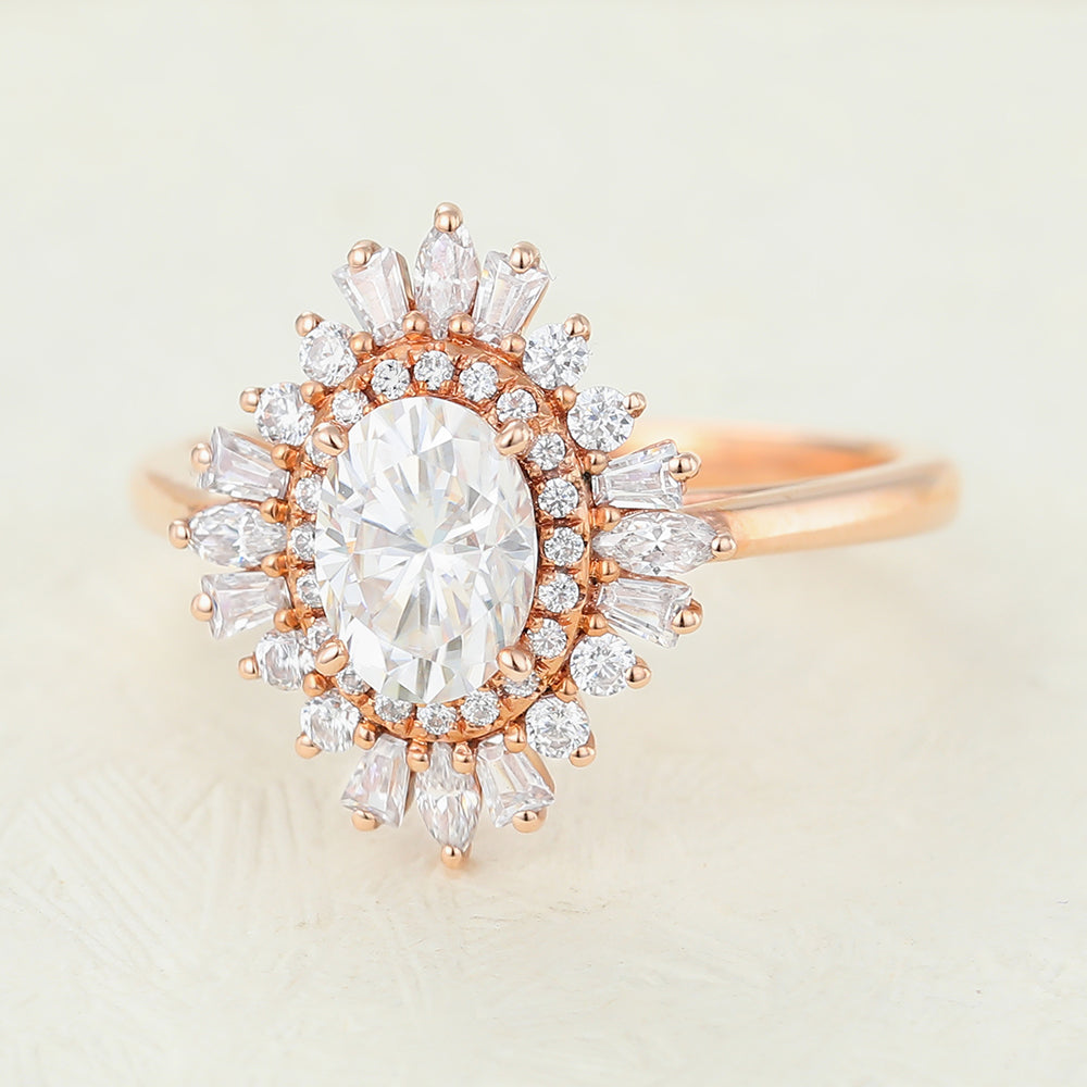 Oval Cluster Lab-Grown Diamond Engagement Ring