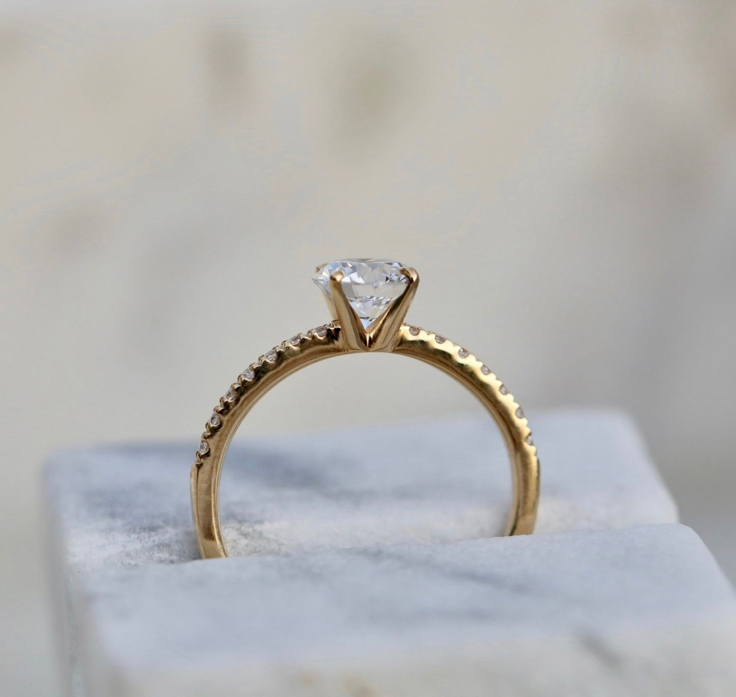 Round Cut Pave Lab Grown Diamond Engagement Ring