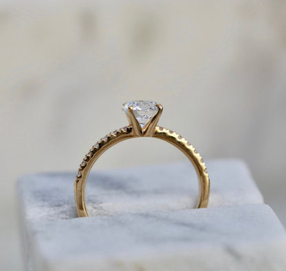 Round Cut Pave Lab Grown Diamond Engagement Ring