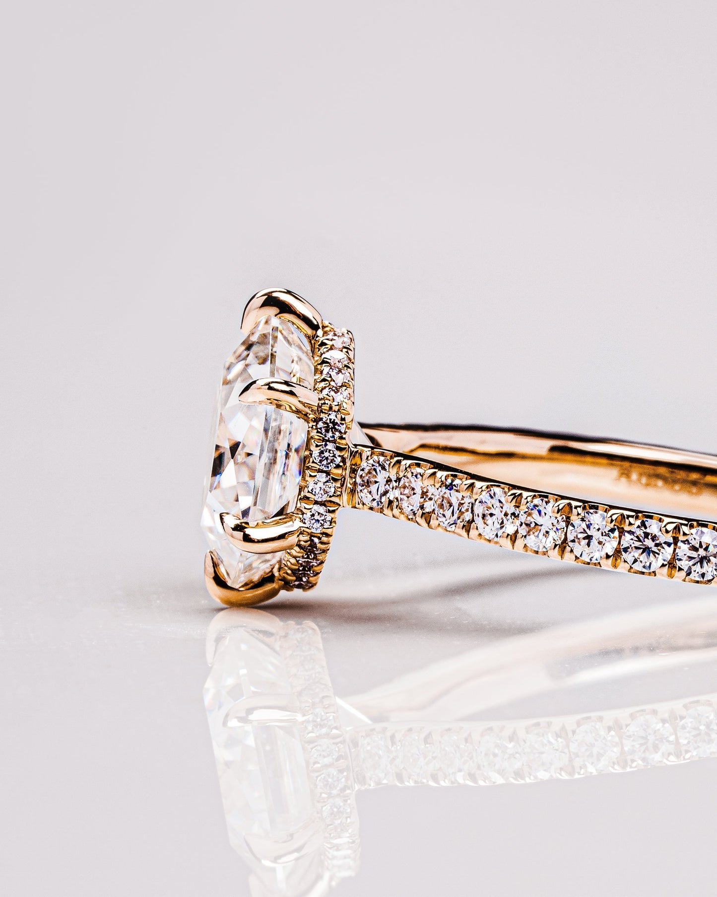 1.3 CT Hexagon Cut Hidden Halo Pave Lab Grown Diamond Engagement Ring