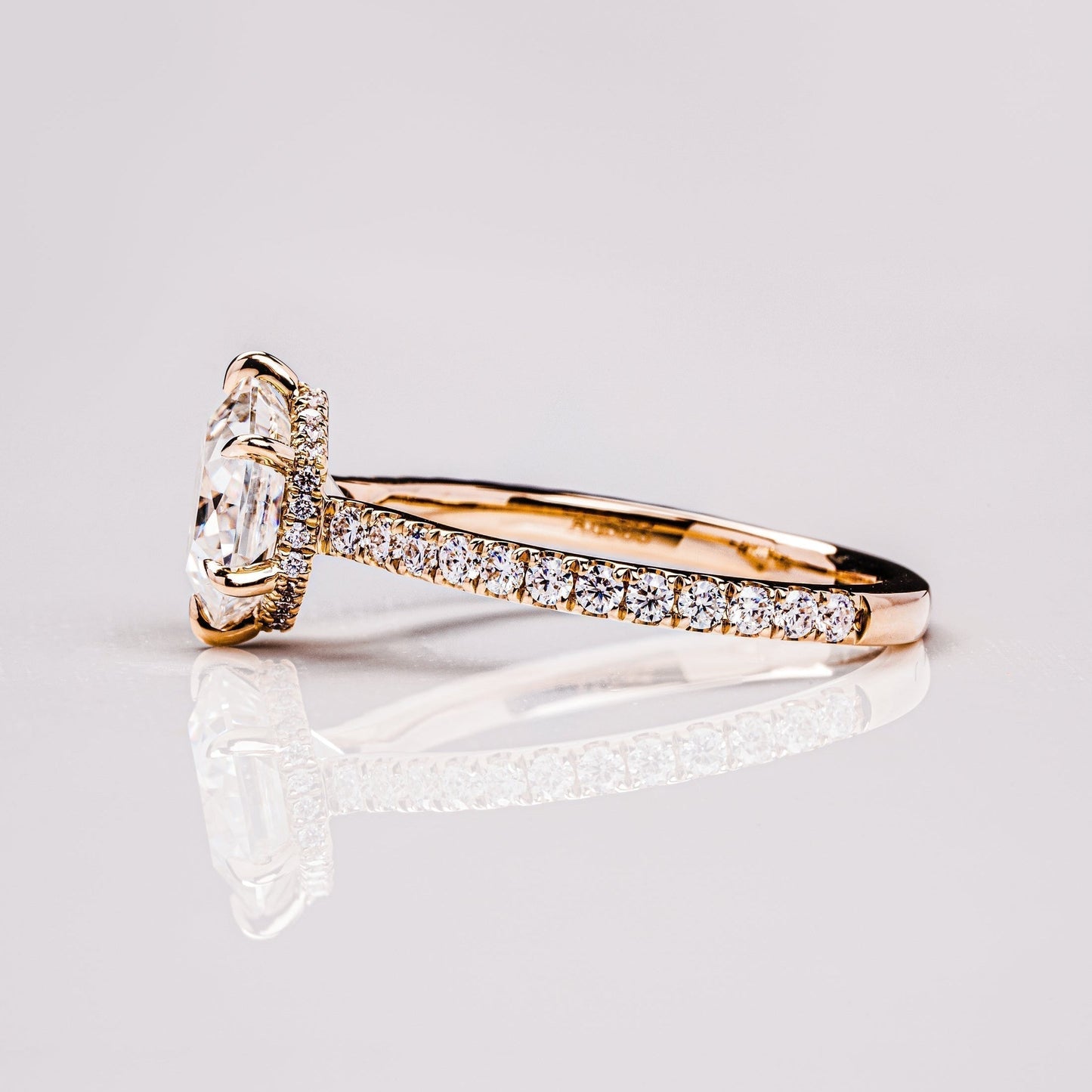 Hexagon Hidden Halo & Pave Moissanite Engagement Ring