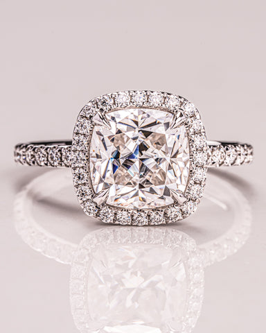 1.80 CT Cushion Cut Halo Moissanite Engagement Ring With Pave Setting 11