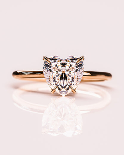 2.0 CT Heart Cut Solitaire Lab Grown Diamond Engagement Ring