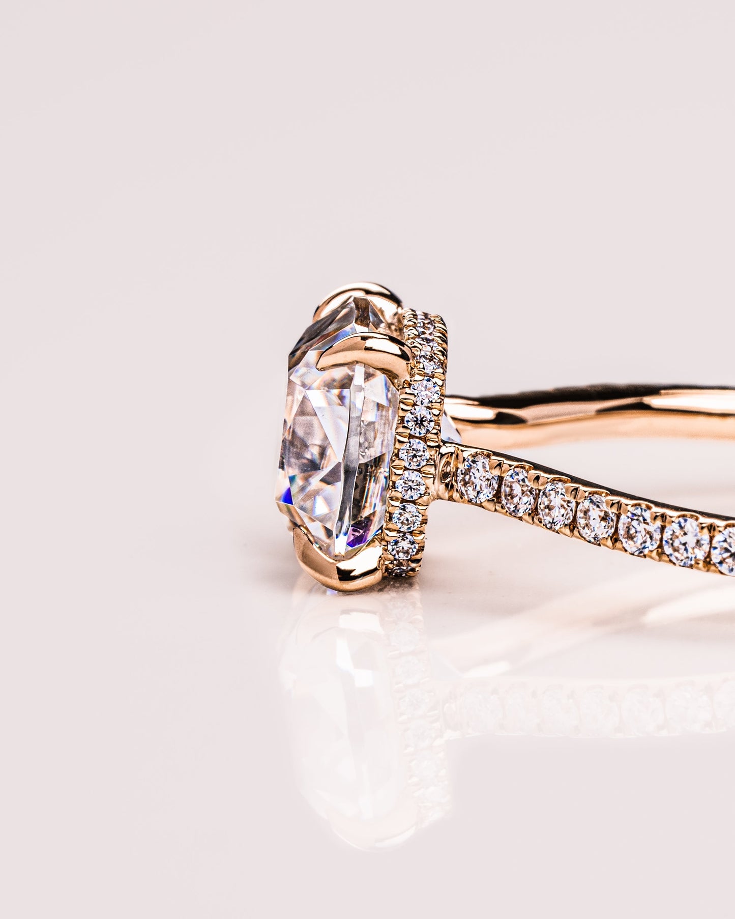 1.74 CT Cushion Pave Lab Grown Diamond Engagement Ring