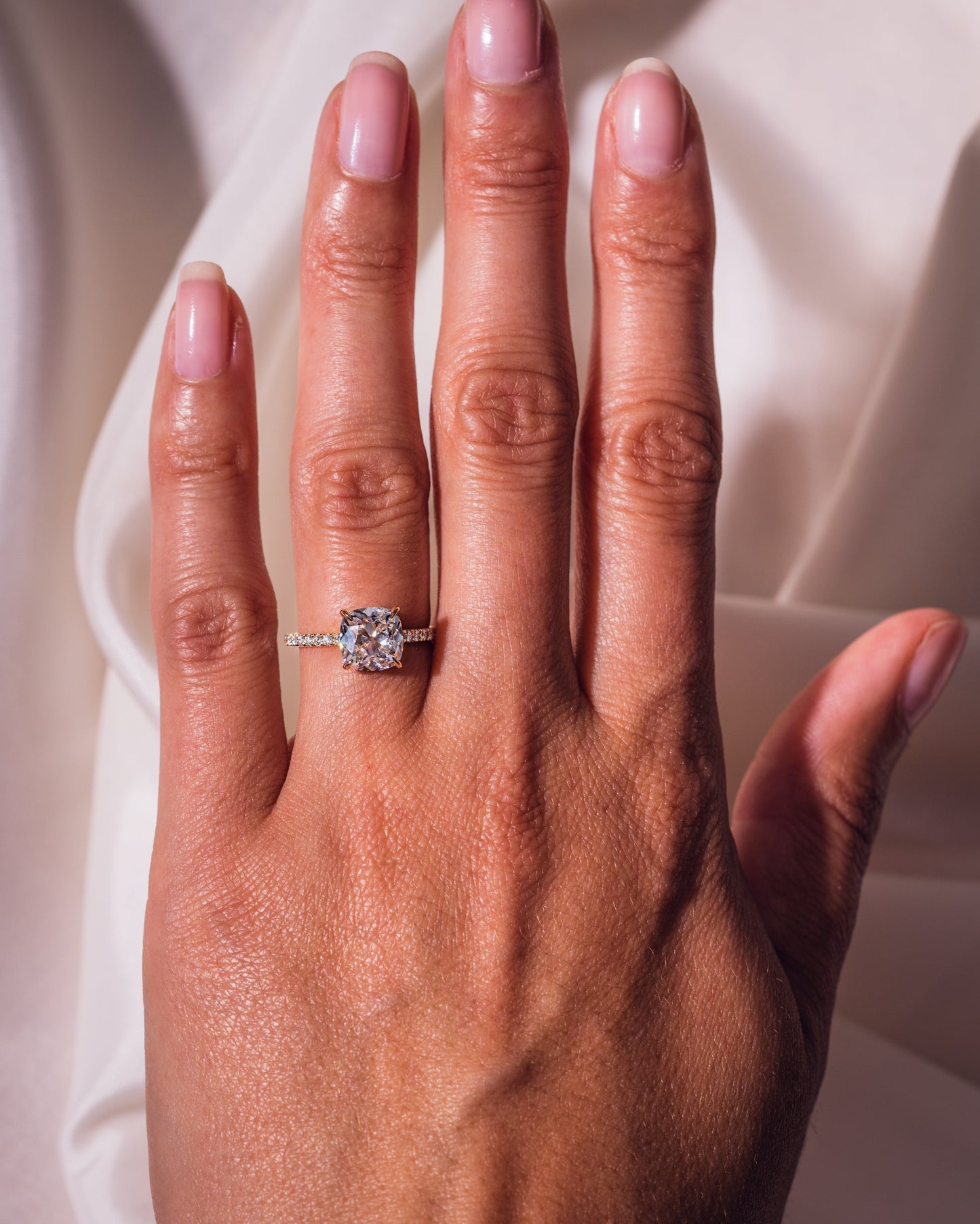 1.74 CT Cushion Pave Lab Grown Diamond Engagement Ring