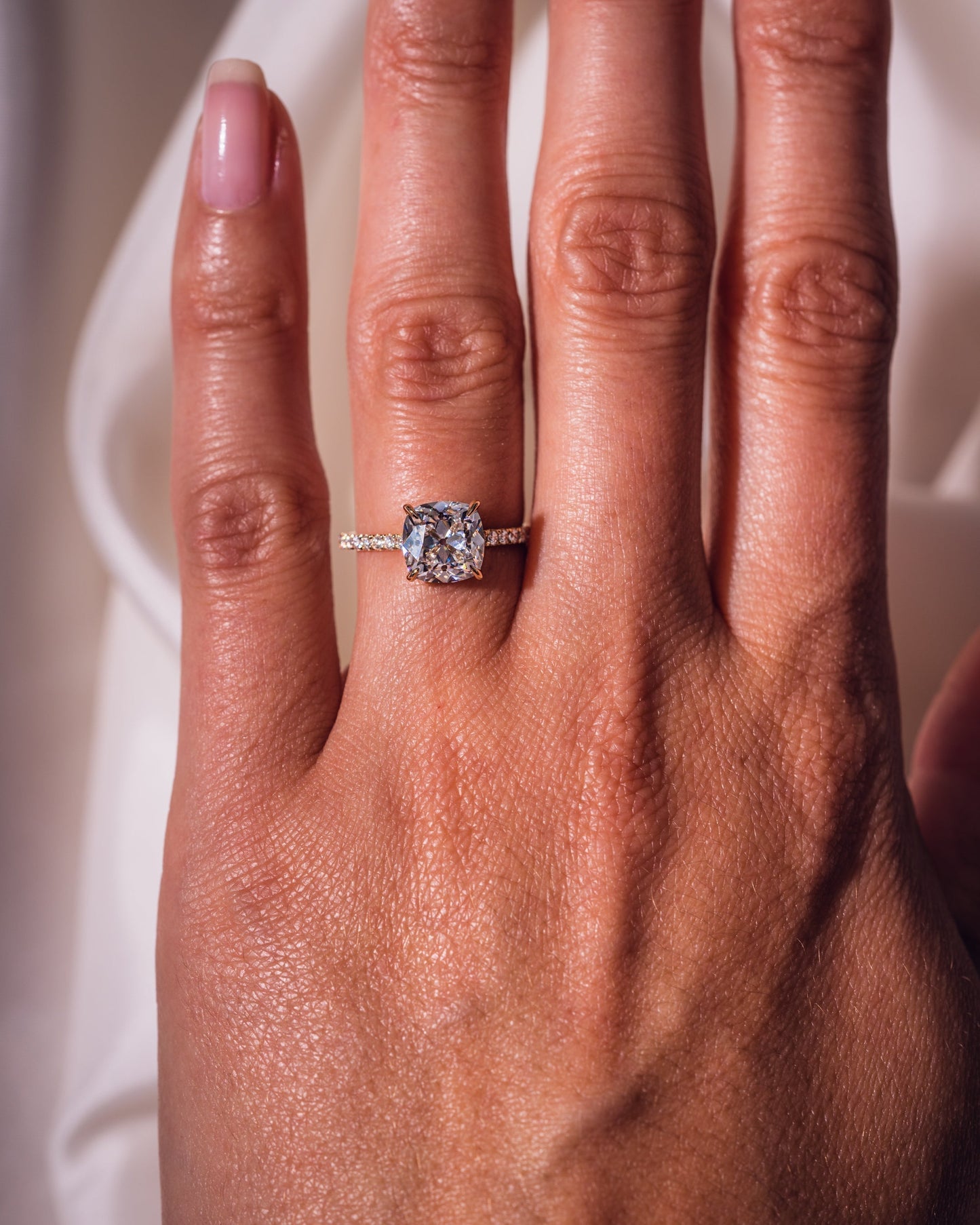 1.74 CT Cushion Pave Lab Grown Diamond Engagement Ring