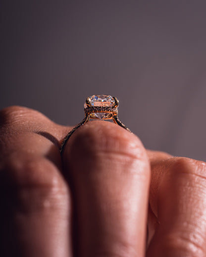 1.74 CT Cushion Pave Lab Grown Diamond Engagement Ring