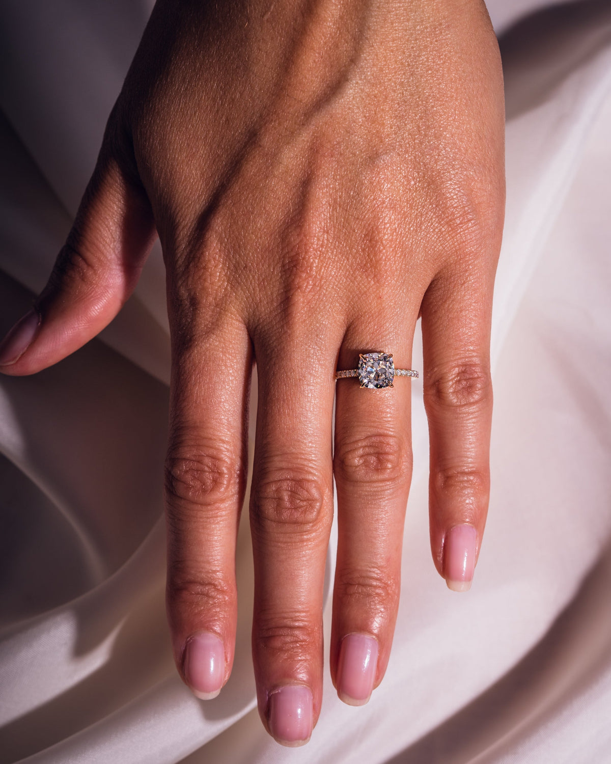 1.74 CT Cushion Pave Moissanite Engagement Ring
