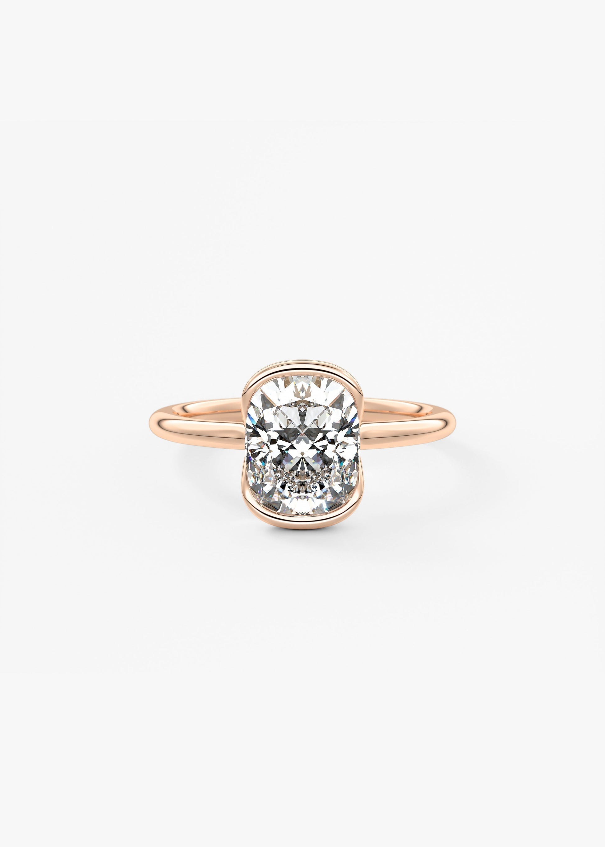 Cushion Half Bezel Lab Grown Diamond Engagement Ring