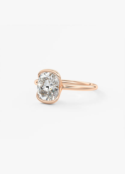 Cushion Half Bezel Lab Grown Diamond Engagement Ring