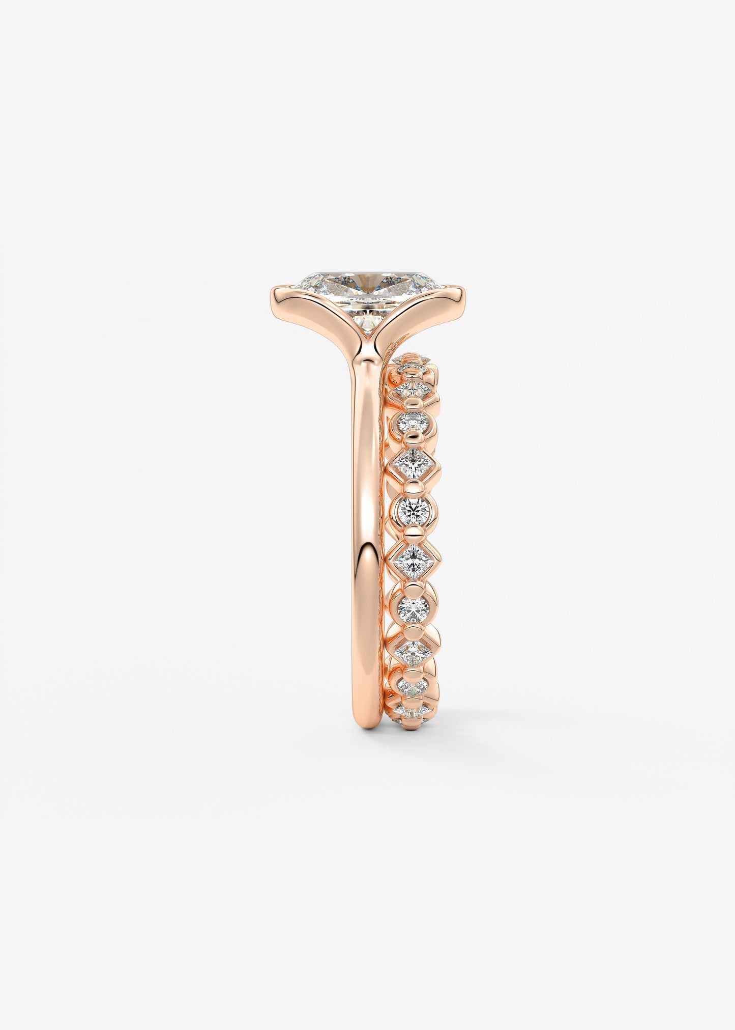 Cushion Half Bezel Lab Grown Diamond Engagement Ring