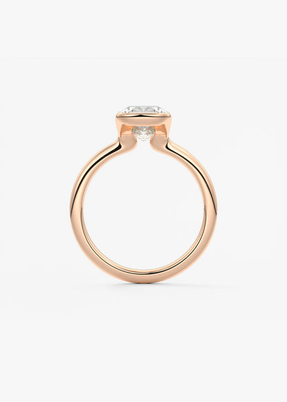 Cushion Half Bezel Lab Grown Diamond Engagement Ring