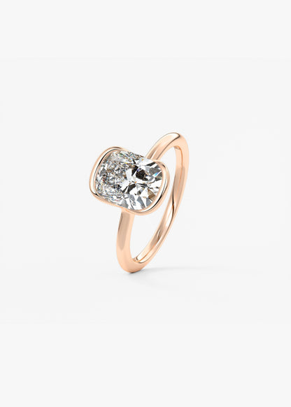 Cushion Half Bezel Lab Grown Diamond Engagement Ring