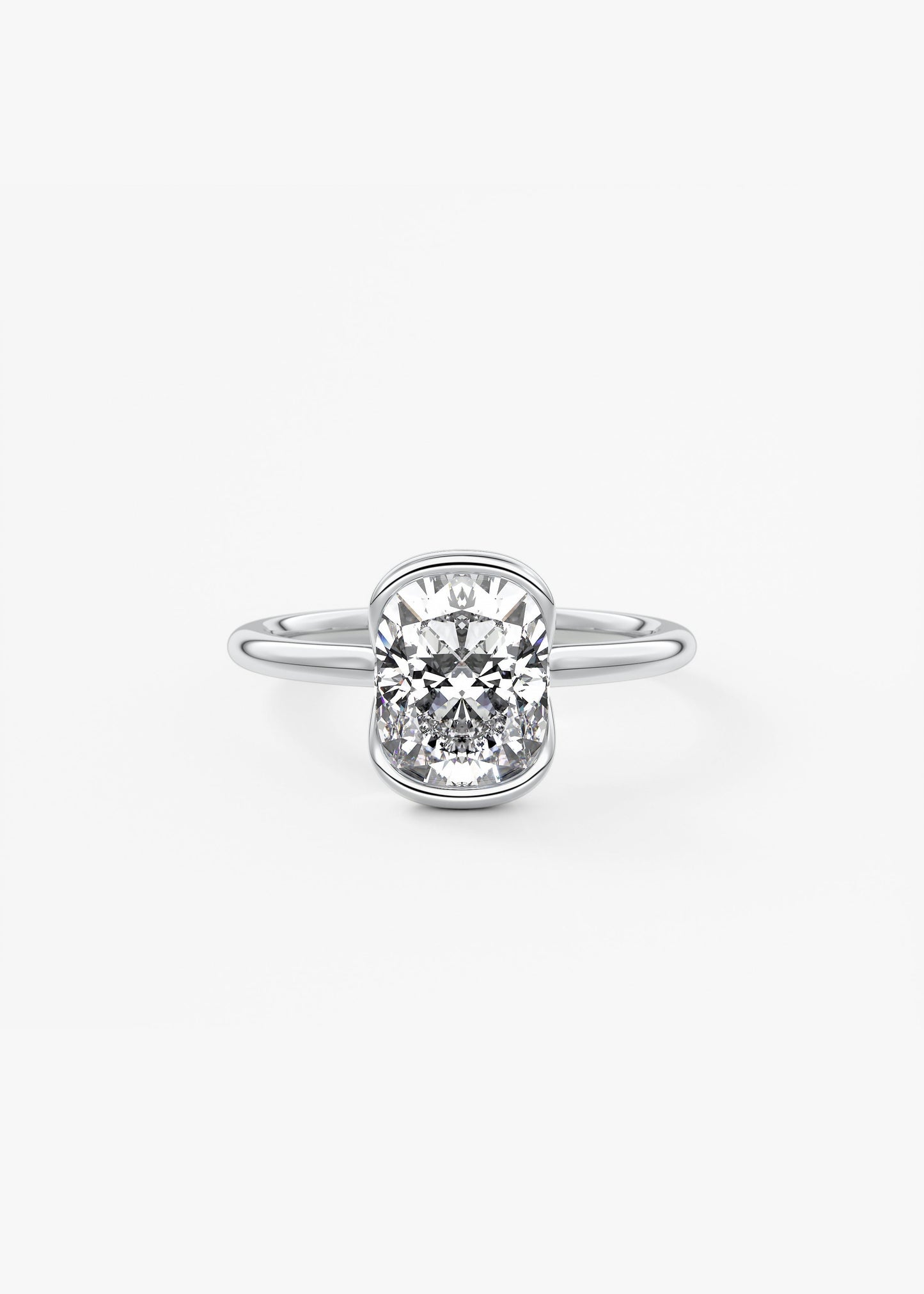 Cushion Half Bezel Lab Grown Diamond Engagement Ring