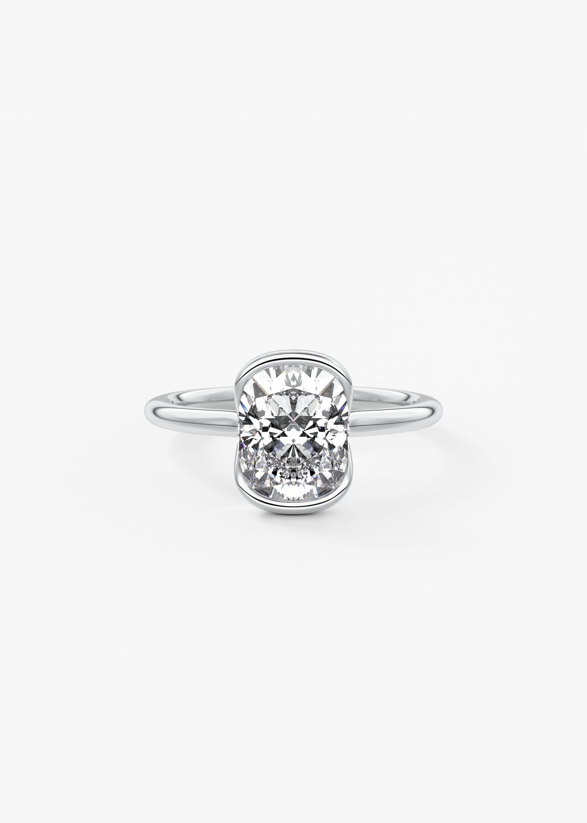 Cushion Half Bezel Lab Grown Diamond Engagement Ring