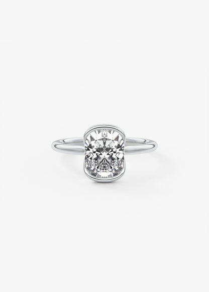 Cushion Half Bezel Lab Grown Diamond Engagement Ring