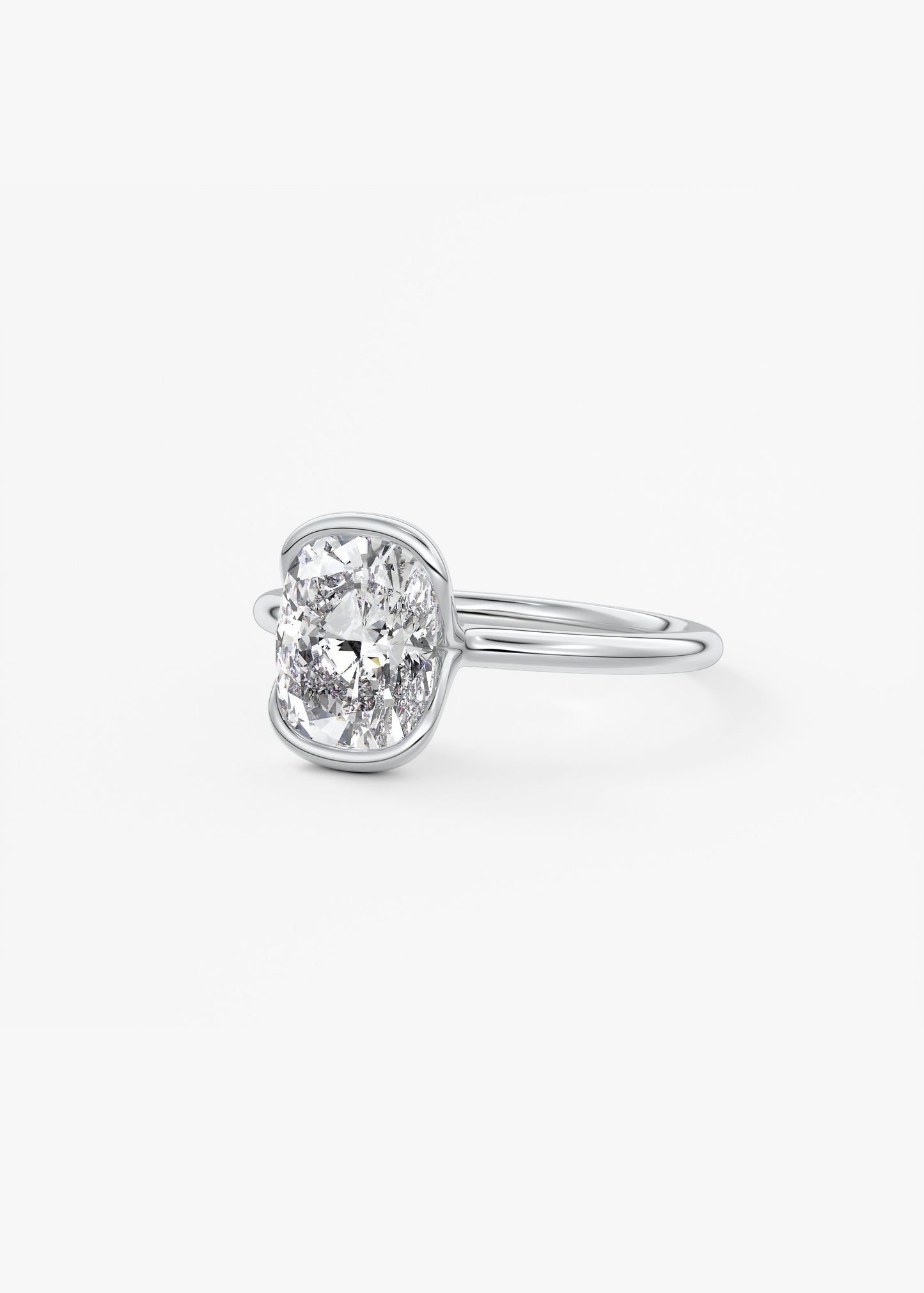 Cushion Half Bezel Lab Grown Diamond Engagement Ring