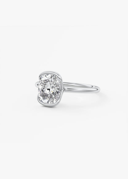 Cushion Half Bezel Lab Grown Diamond Engagement Ring