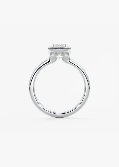 Cushion Half Bezel Lab Grown Diamond Engagement Ring