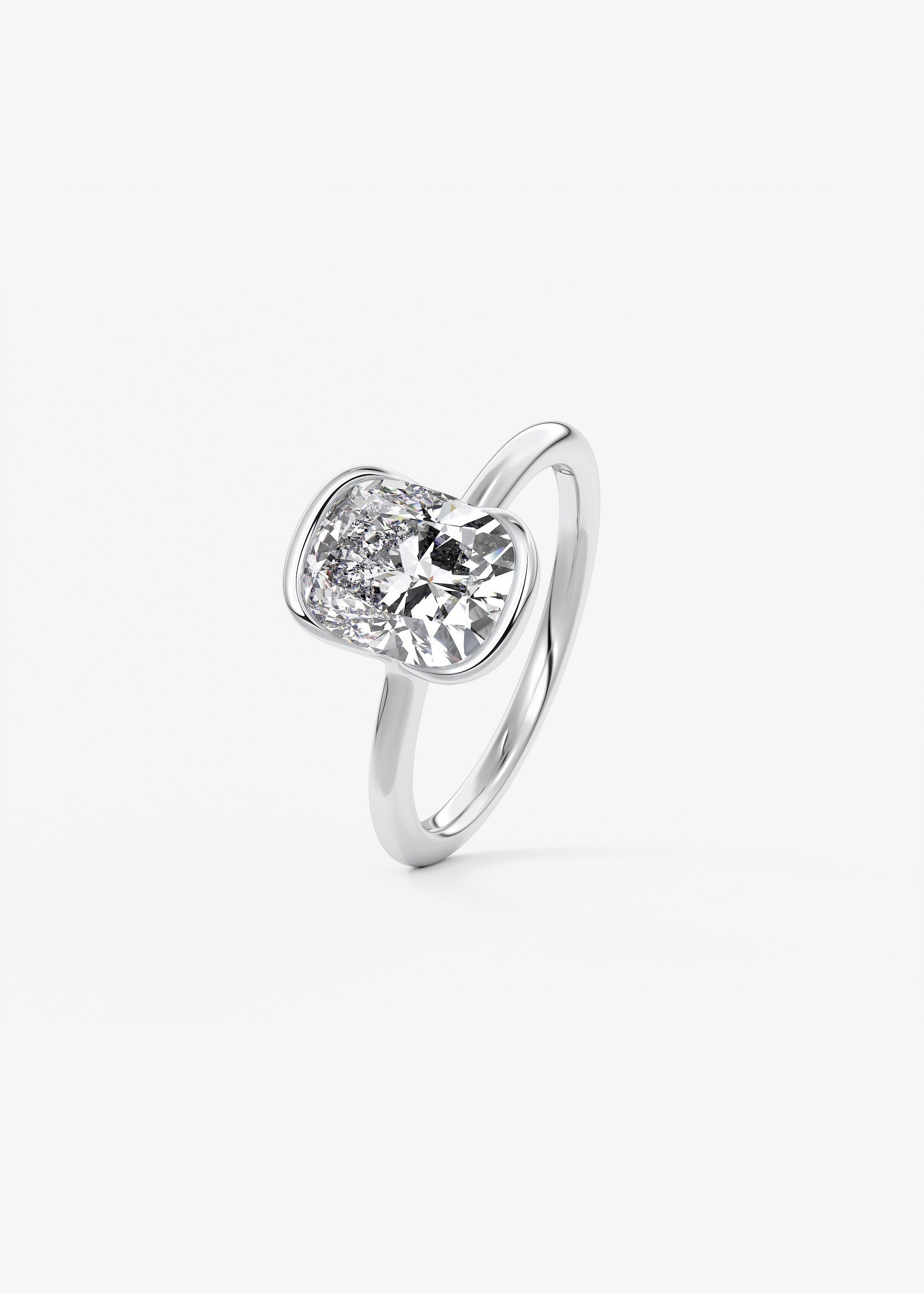 Cushion Half Bezel Lab Grown Diamond Engagement Ring