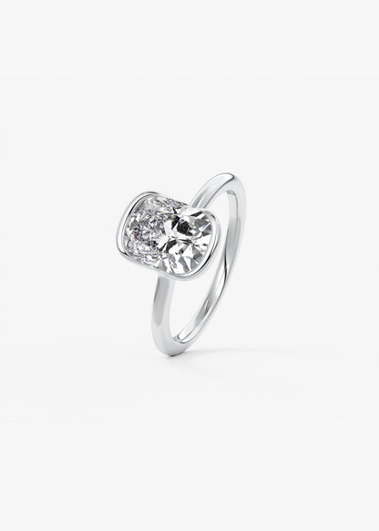 Cushion Half Bezel Lab Grown Diamond Engagement Ring