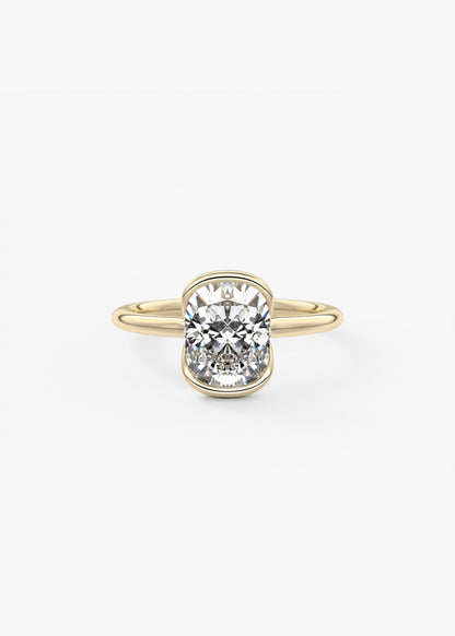 Cushion Half Bezel Lab Grown Diamond Engagement Ring