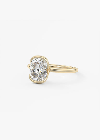 Cushion Half Bezel Lab Grown Diamond Engagement Ring