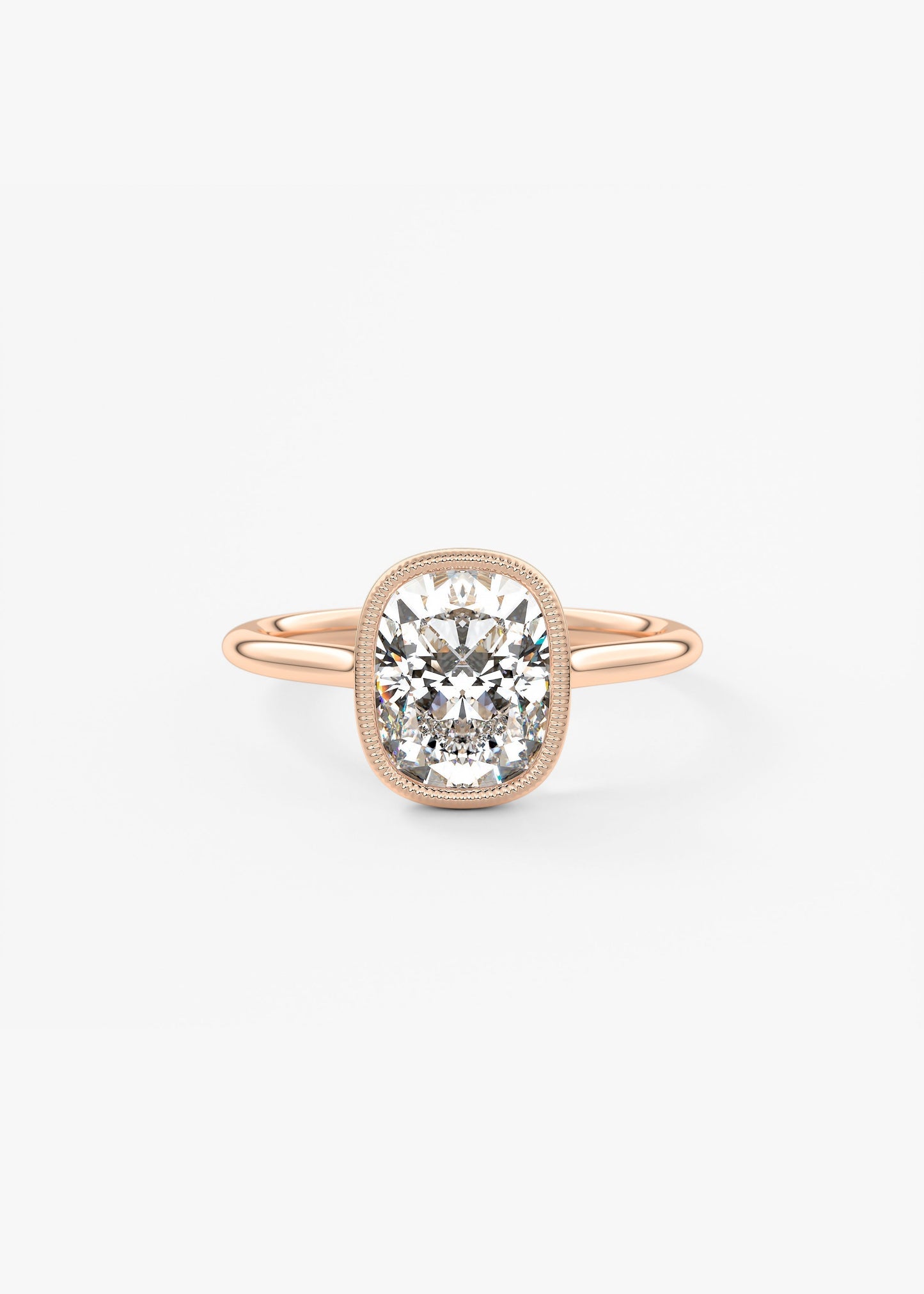 Elongated Cushion Milgrain Bezel Lab Grown Diamond Engagement Ring