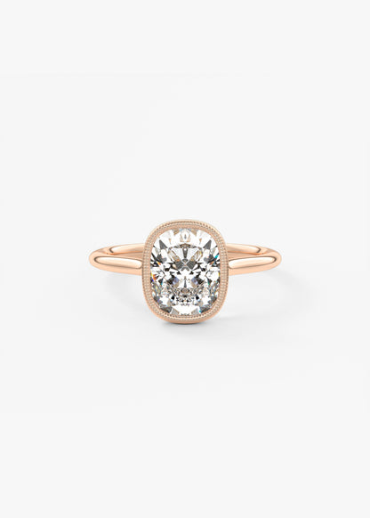 Elongated Cushion Milgrain Bezel Lab Grown Diamond Engagement Ring