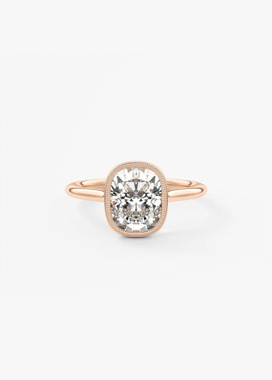 Elongated Cushion Milgrain Bezel Lab Grown Diamond Engagement Ring