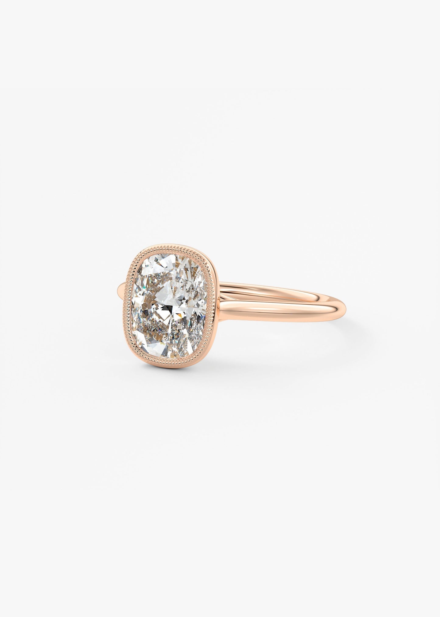 Elongated Cushion Milgrain Bezel Lab Grown Diamond Engagement Ring