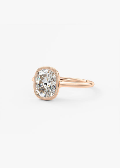 Elongated Cushion Milgrain Bezel Lab Grown Diamond Engagement Ring
