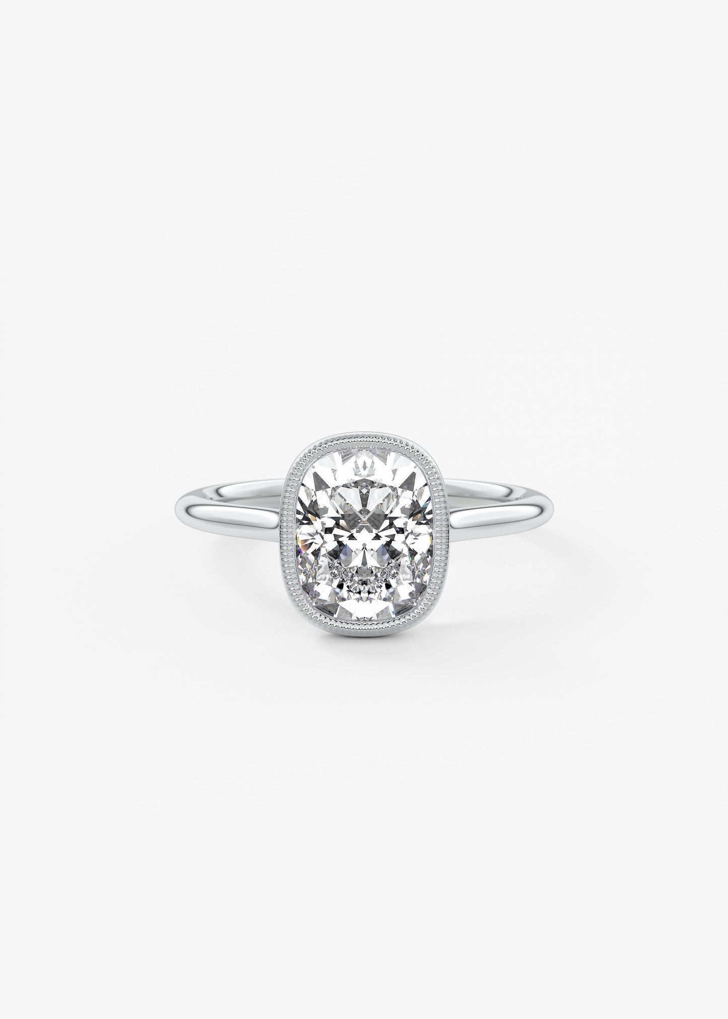 Elongated Cushion Milgrain Bezel Lab Grown Diamond Engagement Ring