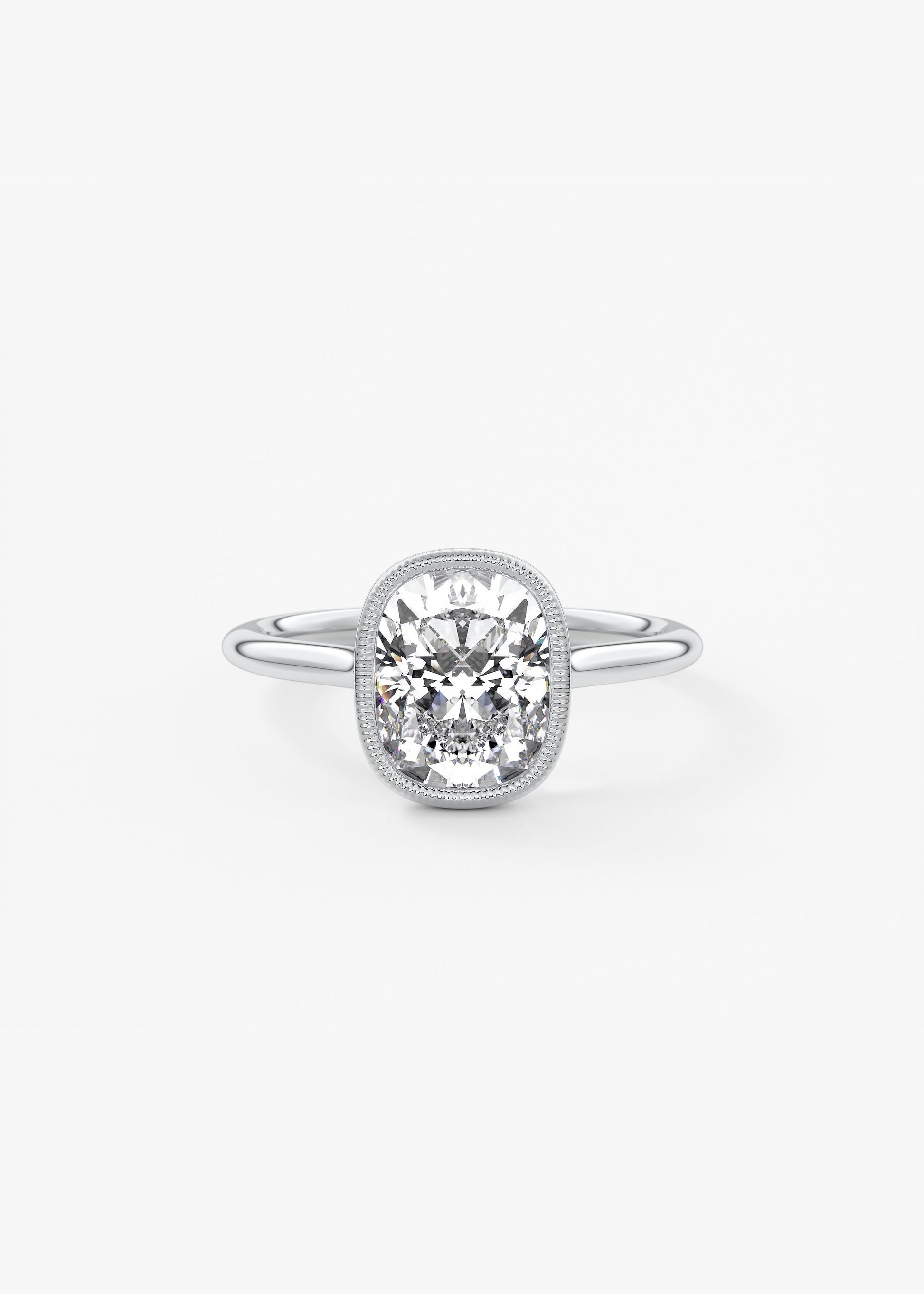 Elongated Cushion Milgrain Bezel Lab Grown Diamond Engagement Ring