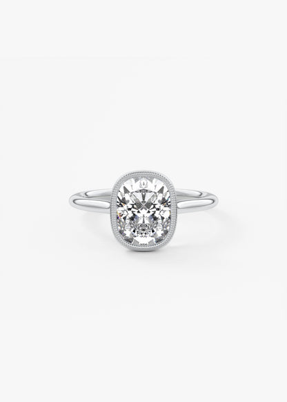 Elongated Cushion Milgrain Bezel Lab Grown Diamond Engagement Ring