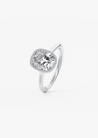 Elongated Cushion Milgrain Bezel Lab Grown Diamond Engagement Ring