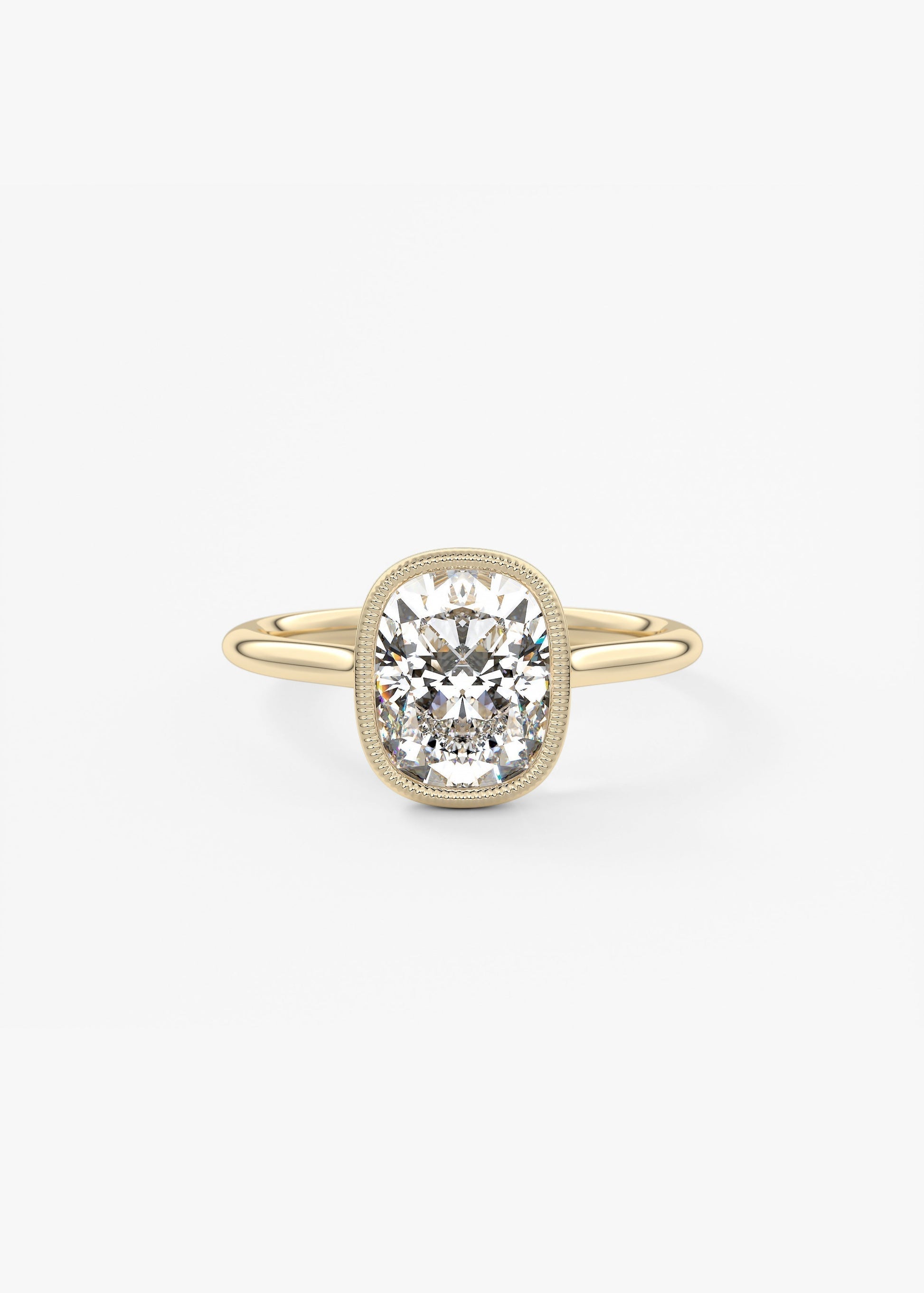 Elongated Cushion Milgrain Bezel Lab Grown Diamond Engagement Ring