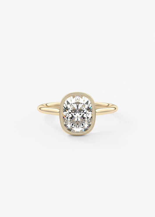 Elongated Cushion Milgrain Bezel Lab Grown Diamond Engagement Ring
